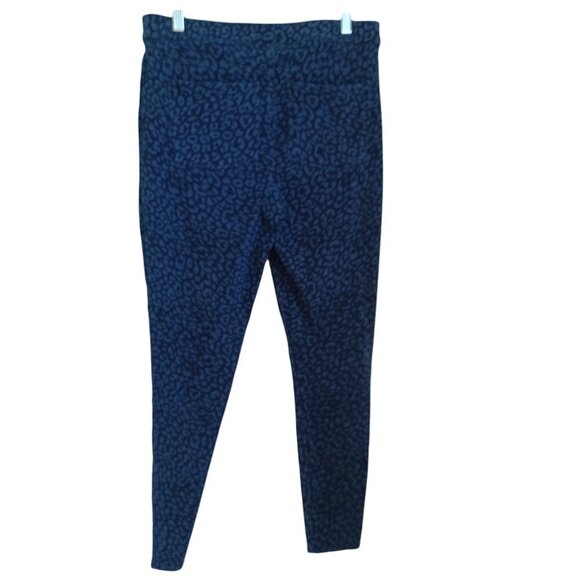 Spanx Animal Print Jeggings Blue Black Leopard Cheetah Print Stretch Pull On Lrg - Picture 8 of 10